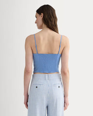 The Seamed Top in Stretch Linen | Bluebell