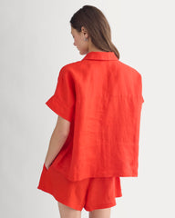 The Boxy Shirt in Linen | Fiery Red