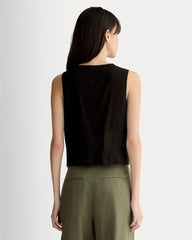 The Vest in Stretch Linen | Black