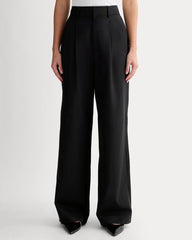 The Draper Pleated Pant in Buttersmooth | Black | 30" Inseam
