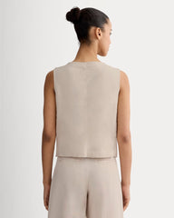 The Vest in Stretch Linen | Birch