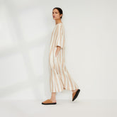 The Linen A-Line Midi Dress | Bone / Caramel