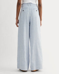 The Wide-Leg Pant in Stretch Linen | Bluebell / Bone