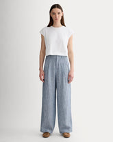 The Linen Way-High庐 Drape Pant | White / Blue