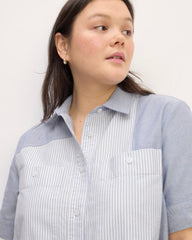 The ESENSMOD x Marques' Almeida Patchwork Daytripper Dress | Blue Stripe Patchwork