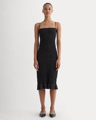 The Smocked Column Dress | Black