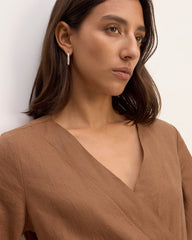 The Wrap Jumpsuit in Linen | Carob Brown