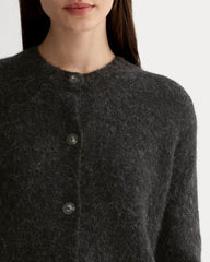 The Crew Cardigan in Alpaca | Heathered Black