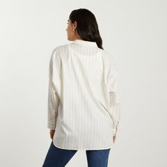 The Oversized Silky Cotton Shirt | Sand / White