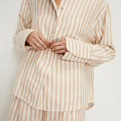 The Linen Popover Shirt | Bone / Caramel