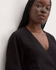 The City Stripe Wrap Dress | Black