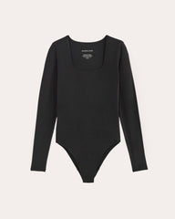 The Long-Sleeve Supima庐 Square-Neck Bodysuit | Black | Bikini