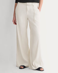 Wide-Leg Belted Pant in Stretch Linen | Birch | Regular