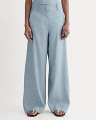 The Wide-Leg Pant in Stretch Linen | Chambray