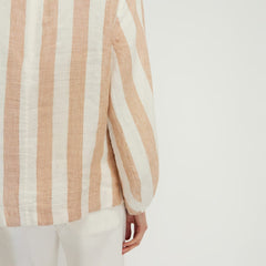The Linen Long-Sleeve Top | Bone / Caramel