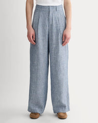 The Linen Way-High庐 Drape Pant | White / Blue
