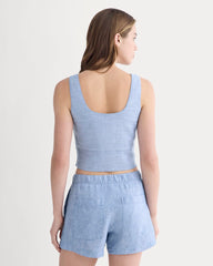 The Square Tank in Stretch Linen | Chambray