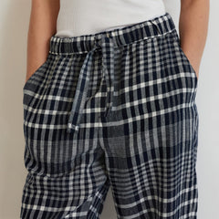 The Linen Pull-On Barrel Pant | Canvas Tan / Navy