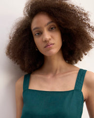 The Linen Side-Button Jumpsuit | Dark Sea