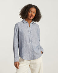 The Must-Have Shirt in Linen | Blue Pinstripe