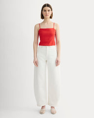 The Seamed Top in Stretch Linen | Classic Red