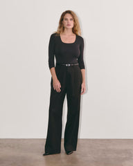 The Long-Sleeve Supima庐 Square-Neck Bodysuit | Black | Bikini