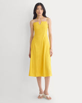 Tie-Neck Dress in Stretch Linen | Passion Fruit