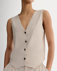 The Vest in Stretch Linen | Birch
