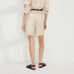 The Linen Way-High庐 Drape Short | Bone / Caramel