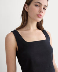 The Square Tank in Stretch Linen | Black