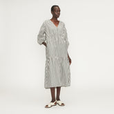 The Poplin Tiered Dress | Bone / Black