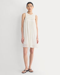 Twisted Pleated Mini Dress in Silk Georgette | Bone