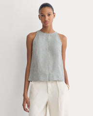 The Linen High-Neck Tank | Agave Green