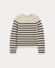 The Boxy Crew in Cashmere | Bone / Black