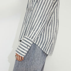 The Linen Popover Shirt | Bone/Navy