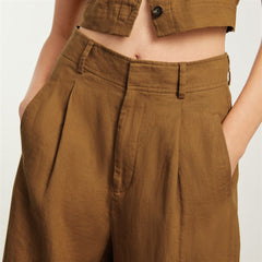 The Linen Way-High庐 Drape Pant | Tawny Brown