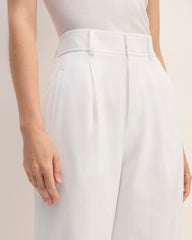 The Draper Pleated Pant in Buttersmooth | White | 30" Inseam