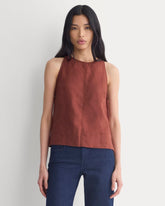 The Linen High-Neck Tank | Henna Red