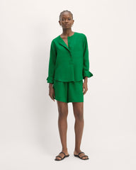 The Popover Shirt in Linen | Grass Green