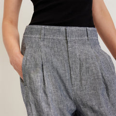 The Linen Way-High庐 Drape Pant | Canvas Tan / Navy