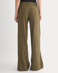 Wide-Leg Belted Pant in Stretch Linen | Beech | Long
