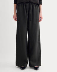 The Drawstring Pant in Linen | Black