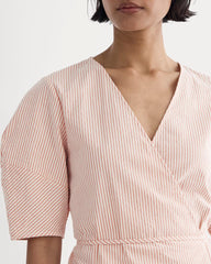 The Seersucker Mini Wrap Dress | Soft Orange