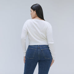 The Cotton-Merino Front-Tie Top | Snowflake