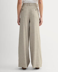 The Wide-Leg Pant in Stretch Linen | Deep Taupe Mini Gingham