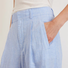 The Linen Way-High庐 Drape Pant | Light Blue