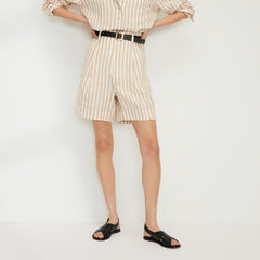 The Linen Way-High庐 Drape Short | Bone / Caramel