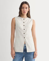 Long Vest in Stretch Linen | Birch