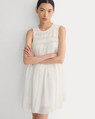 Twisted Pleated Mini Dress in Silk Georgette | Bone