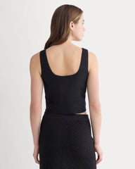 The Square Tank in Stretch Linen | Black
